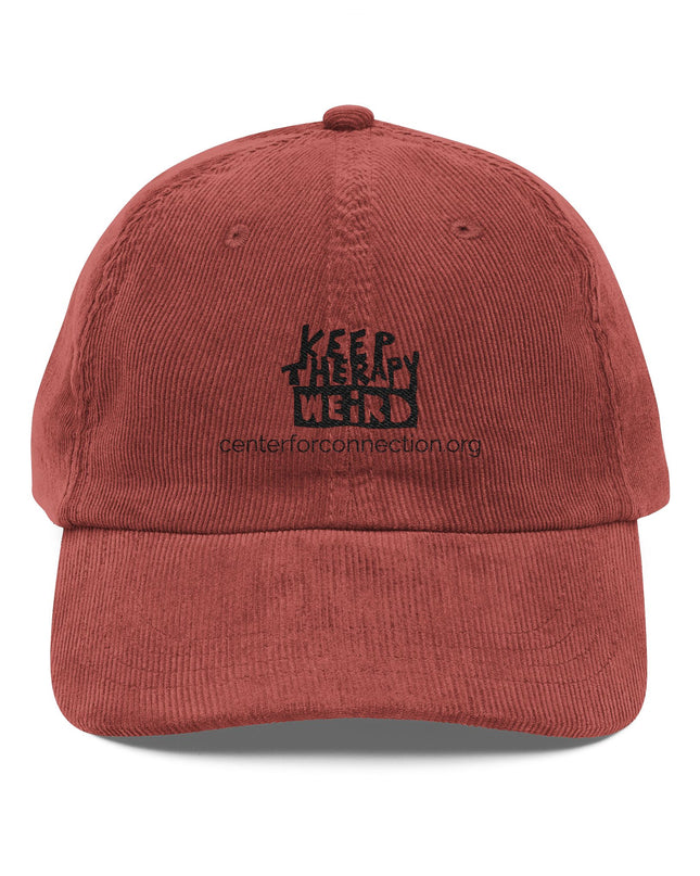 Corduroy Baseball Cap — "Keep Therapy Weird" Embroidered Vintage Hat